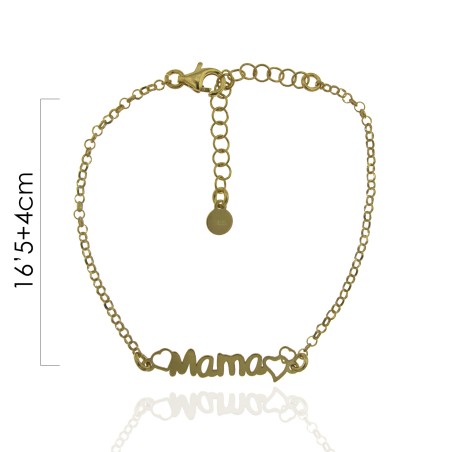 PULSERA LISA CORAZÓN-MAMÁ-CORAZÓN