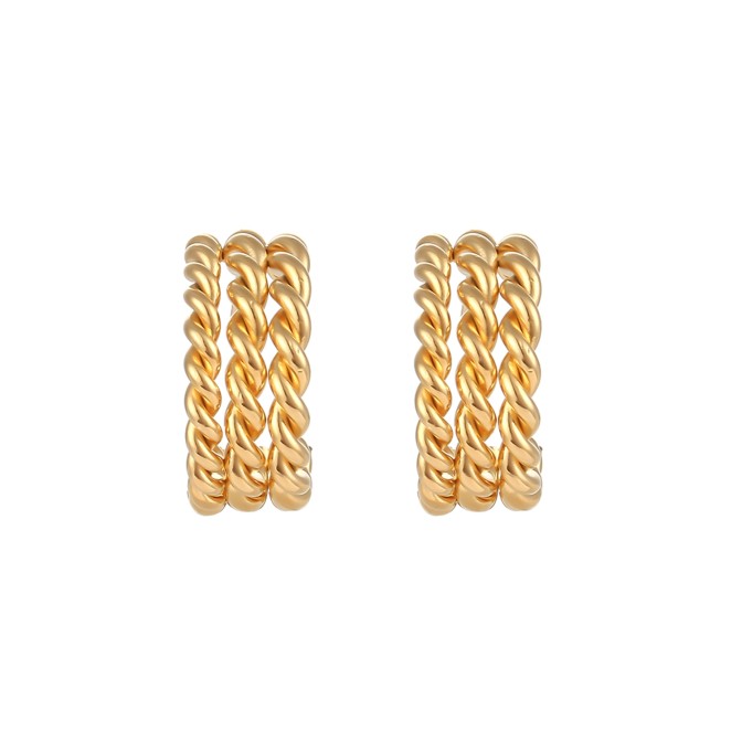 Pendientes Acero - Trenzado - 20*8mm - Bañado Oro