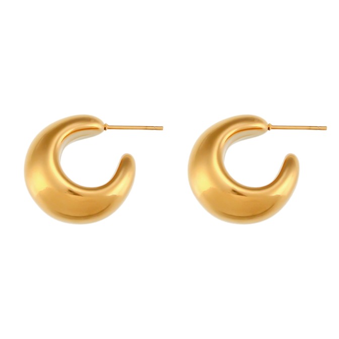 Pendiente Acero Semi Aro Huecos - 18 mm y 22 mm - Bañado Oro