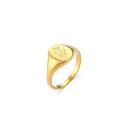 Anillo Acero - Flor silvestre - Bañado Oro