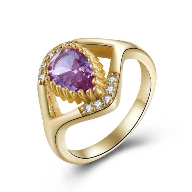 Anillo Mineral Lagrima - Chapado Oro