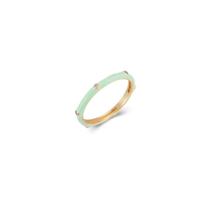 Anillo Enamel - Circonita - Plata Bañado Oro