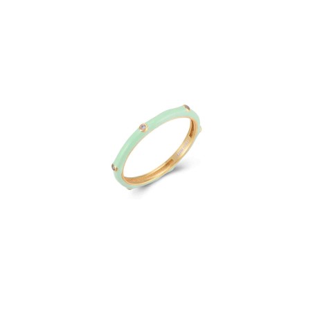 Anillo Enamel - Circonita - Plata Bañado Oro