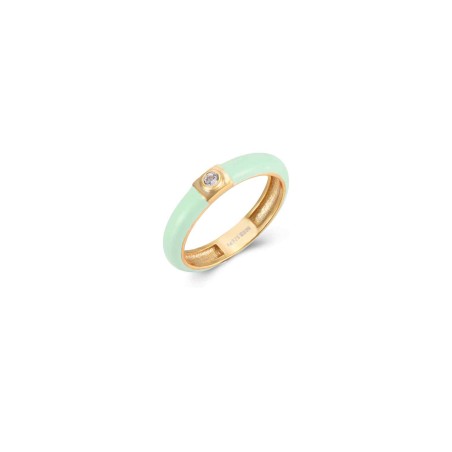 Anillo Enamel - Circonita - Plata Bañado Oro