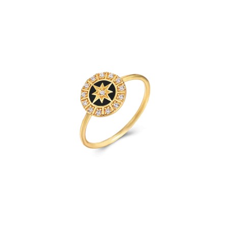 Anillo Estrella Enamel - Circonita - Plata Bañado Oro