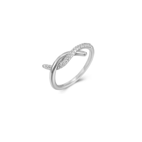 Anillo Nudo - Circonita - Plata Bañado Oro y Plata Rodiada