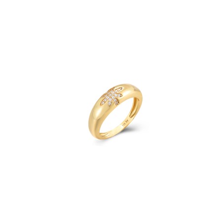 Anillo Estrella - Circonita - Bañado Oro y Plata Rodiada