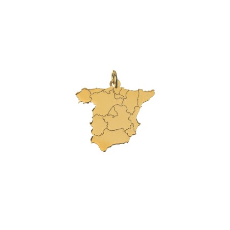 Charm - Mapa de España con incisión - 22 * 18 mm - Bañado Oro y Plata Rodiada