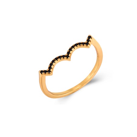 Anillo Ondas - Circonita - Bañado Oro