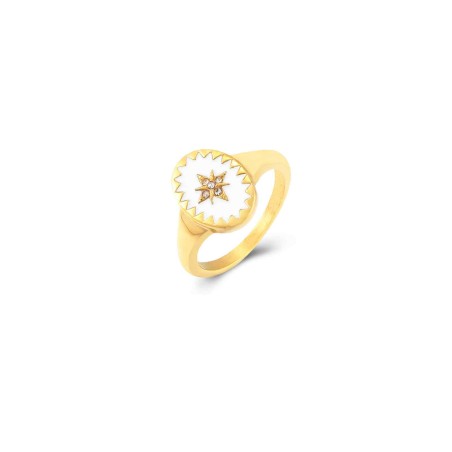 Anillo Estrella Acero - Circonita - Enamel - Bañado Oro