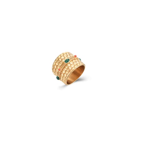 Anillo Acero - Mineral Multi - Bañado Oro