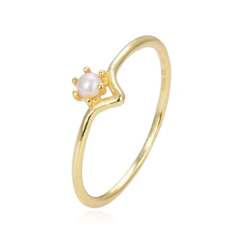 Anillo Perla - 3mm - Bañado Oro