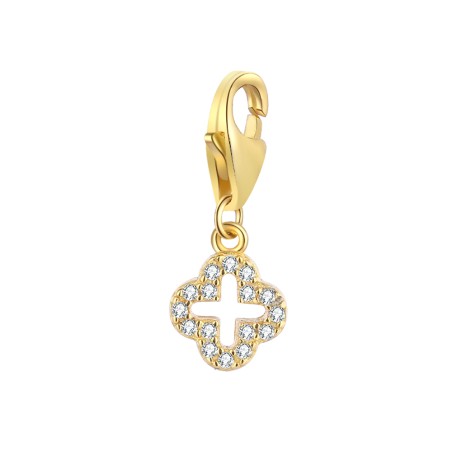 Charm Circonita - Cruz 6 mm - Plata Bañado Oro Y Plata Rodiada