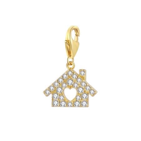 Charm Circonita - Casa 8*10 mm - Plata Bañado Oro Y Plata Rodiada