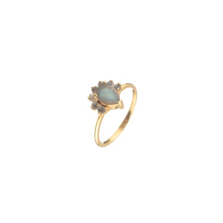 Anillo Flor Mineral - Bañado Oro