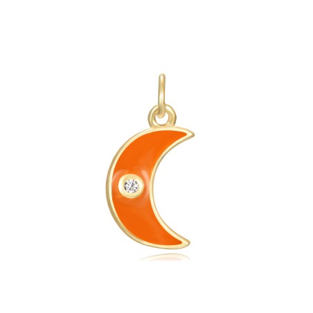 Charm Circonita Luna - Enamel - 7 * 10 mm - Bañada Oro