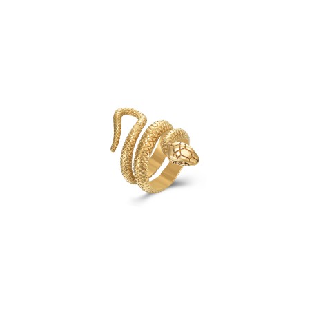 Anillo Acero - Serpiente - Bañado Oro