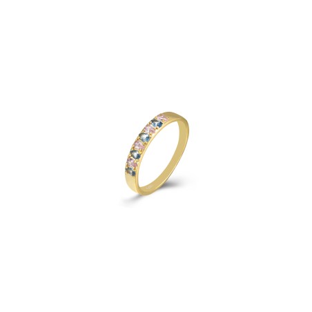 Anillo - Circonita Multi - Bañado Oro