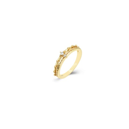 Anillo Doble Circonita - Bañado Oro