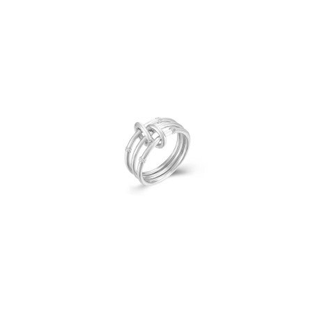 Anillo Triple Circonita - Bañado Oro y Plata Rodiada