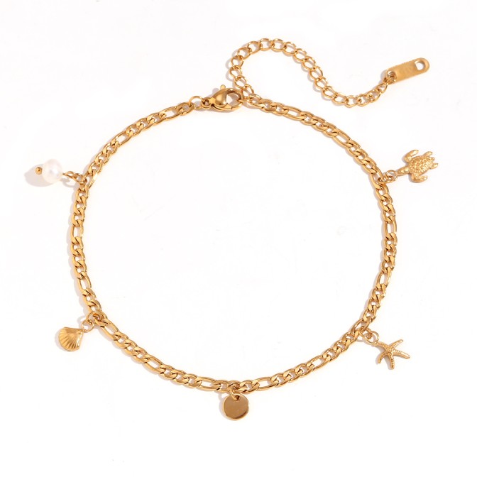 Tobillera Animales - Acero Perla 22+6cm - Color Oro