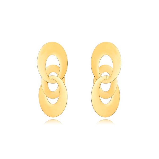 Pendientes Acero - Triple Oval 65*26mm - Color Oro y Acero