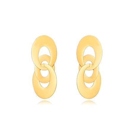 Pendientes Acero - Triple Oval 65*26mm - Color Oro y Acero