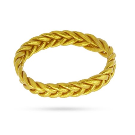 Pulsera Pan de Oro Trenzado Triple - 68mm 72mm y 78mm - Dorado