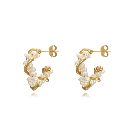 Pendientes Perla - Semi Aro Ext 22mm(Int 10mm) - color oro