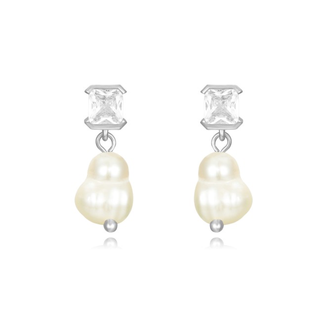 Pendientes Minerales - Perla 8mm - Bañado Oro y Plata Rodiada