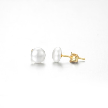 Pendientes Minerales - Perla Cultivada 4 mm, 5 mm, 6 mm, 7 mm - Bañado oro y Plata Rodiada