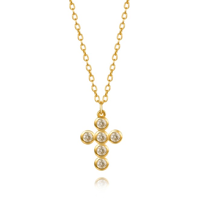 Collar - 6 CZ Cross - 40+5cm