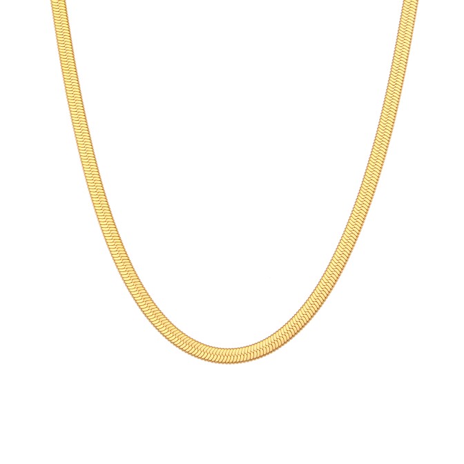 Collar Acero - 4 mm Herryingbone - 32+6 cm, 38+4 cm, 42 cm y 48 cm - Color Oro