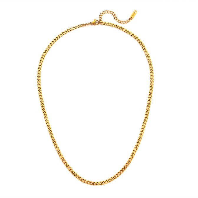 Collar Acero - 3 mm cubano - 36+4 cm, 42+5 cm y 50+5 cm - Color Oro