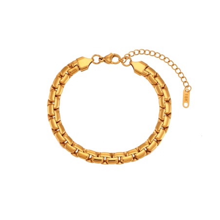 Pulsera Acero - Cadena Haricot Veneciana - 16+4 cm - Color Oro