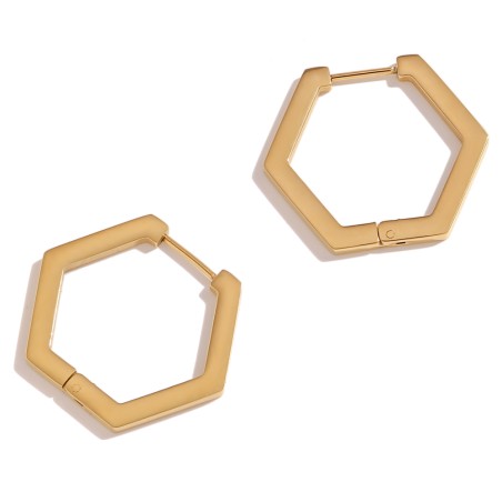 Pendientes Acero - Hexagonal 29,50mm - Color Oro