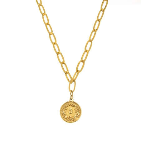 Collar Acero - Moneda Suiza - 45 cm