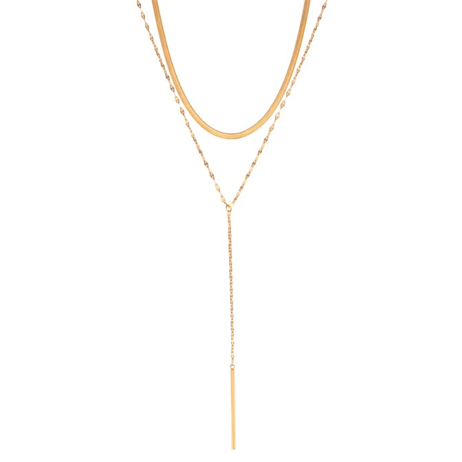 Collar Acero Doble - Barra - 45 cm y 60 cm - Color Oro