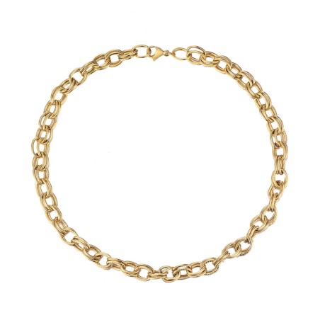 Collar Acero Eslabón Doble - 40 cm - Bañado Oro