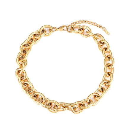 Collar Acero - Eslabon 16mm - 40+5 CM - Bañado Oro