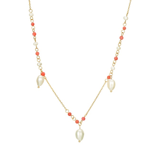 Collar Acero - Perla - 38 + 5 cm - Color Oro