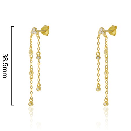 CPE1610 - PENDIENTES LARGOS DOBLE CADENA CHATONES