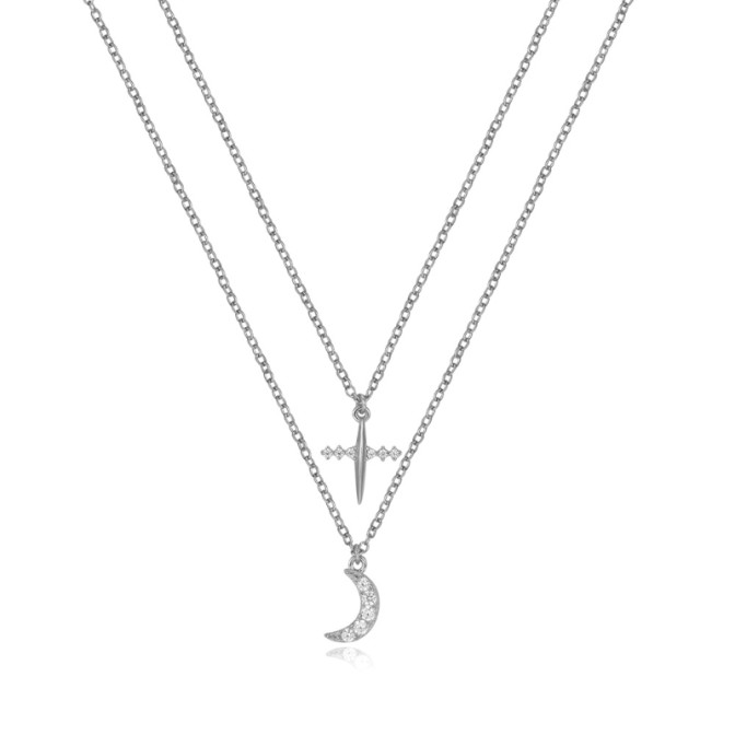 Collar Circonita - Cruz y Luna - 41+5cm