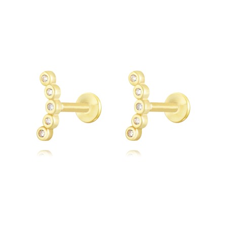 Piercing Circonita - 8,5*3mm - Bañado Oro y Plata Rodiada