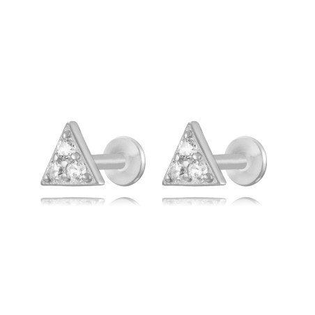 Piercing Circonita - Triangulo 5mm - Bañado Oro y Plata Rodiada