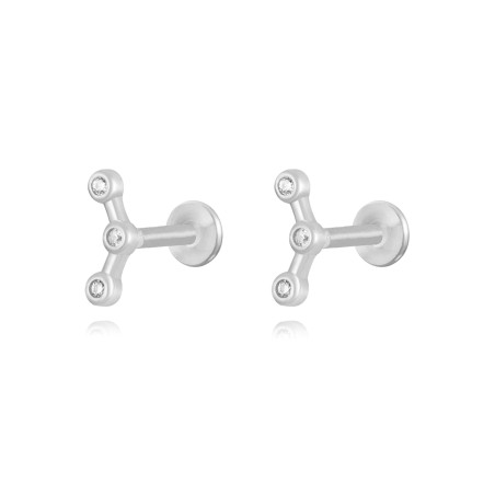 Piercing Circonita - 8*3mm - Bañado Oro y Plata Rodiada