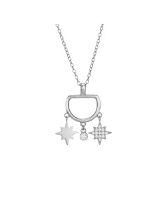 Collar Circonita - Estrella - 37+5cm - Bañado oro y Plata Rodiada