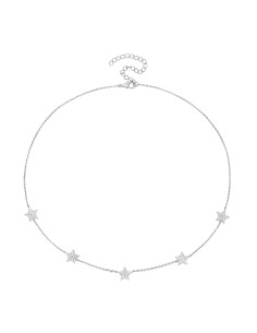 Collar Circonita - Estrella 8mm - 38+6 - Bañado Oro y Plata Rodiada