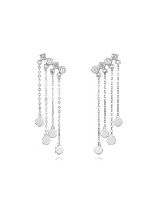 Pendientes Cadenas 42 mm - Circonita - Bañado oro y Plata Rodiada