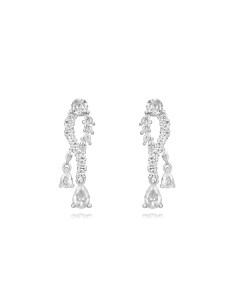 Pendientes Tenis Lagrima Circonita 26 mm Bañado Oro y Plata Rodiada